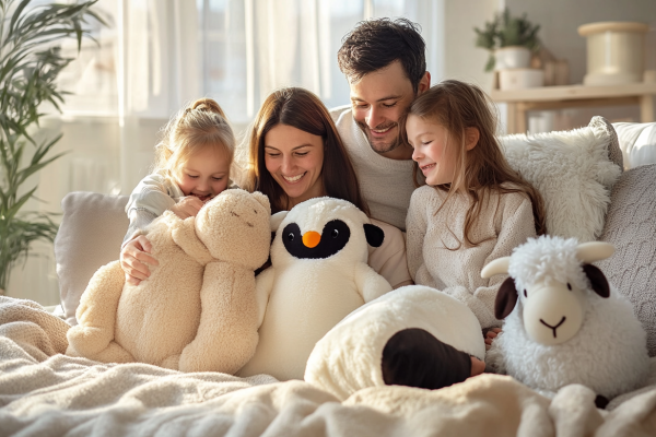 familie-mit-kindern-und-plueschtiere